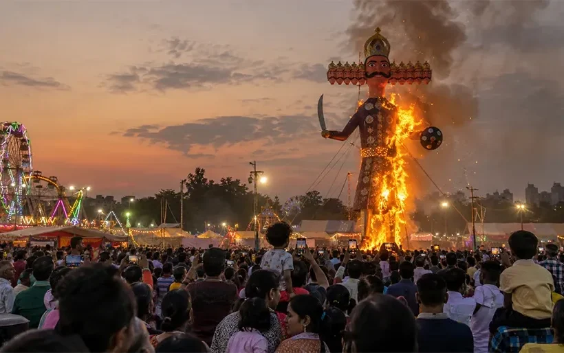 Famous Dussehra celebrations in India featuring image.